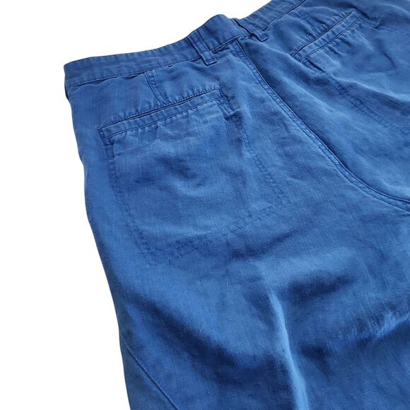 Cottonworld Linen Blend Shorts-Womens-Royal Blue-30 ins-Tailored Seam-Coastal - Picture 6 of 10